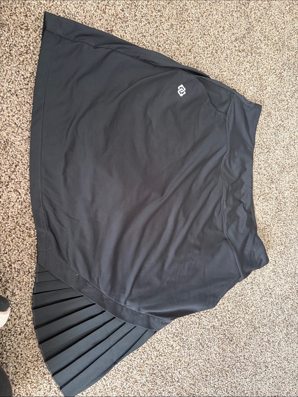Women's Black Athletic Circle Skort with Pleated Panel